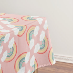 Boho Rainbow 1st Birthday Party Pink Girl Tablecloth