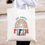 Boho Rainbow 5th Grade Tribe Teacher Squad Custom Tote Bag<br><div class="desc">Do you have a favourite teacher? Do you want to show them how much you appreciate them? Then this is the perfect gift for you! This boho rainbow 5th grade tribe teacher squad custom tote bag is made out of high-quality canvas or twill and features a personalized design. It's the...</div>