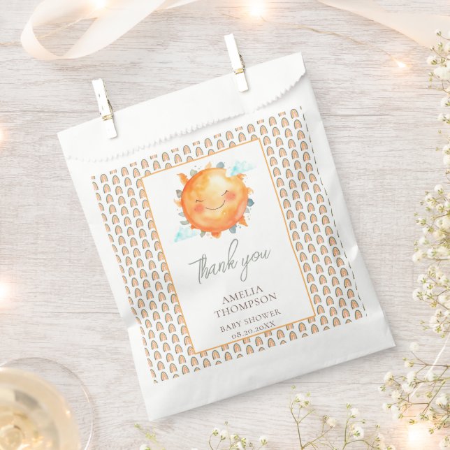 Boho Rainbow A Little Ray Of Sunshine Baby Shower Favour Bag (Clipped)