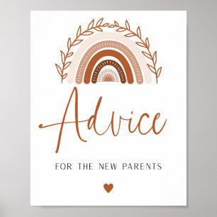 Boho Rainbow Advice and Wishes Baby shower Sign