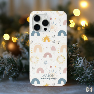 Boho Rainbow and Sunburst - Minimalist Abstract iPhone 15 Pro Max Case