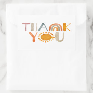 Boho Rainbow and Sunshine Colourful Thank You  Sticker