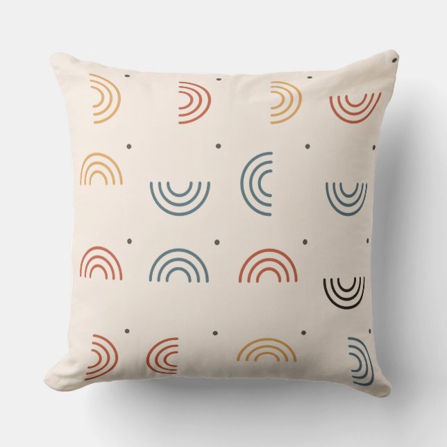 Boho Rainbow Arches Seamless Pattern Throw Pillow (Front)