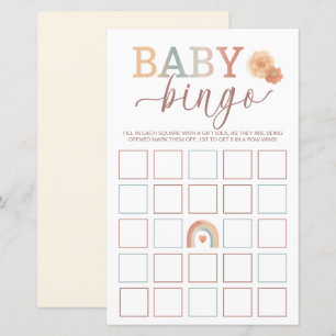 Boho Rainbow Baby Bingo Game – Watercolor Baby Sho