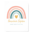 Boho Rainbow Baby Personalized Birth Stats Poster