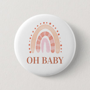 Boho Rainbow Baby Shower 2 Inch Round Button