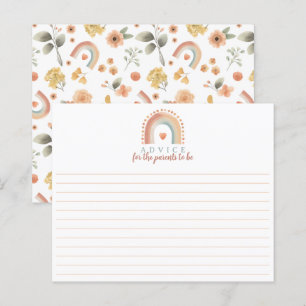 Boho Rainbow Baby Shower Advice Card
