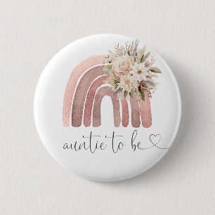 Boho Rainbow Baby Shower Auntie To Be 2 Inch Round Button