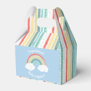 Boho Rainbow Baby Shower Blue Boy Favor Box