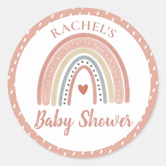 Boho Rainbow Baby Shower    Classic Round Sticker (Front)