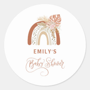 Boho Rainbow Baby Shower Classic Round Sticker