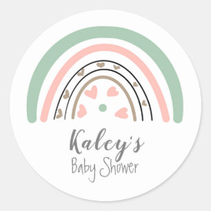 Boho Rainbow Baby Shower Classic Round Sticker