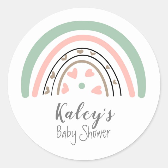 Boho Rainbow Baby Shower Classic Round Sticker (Front)