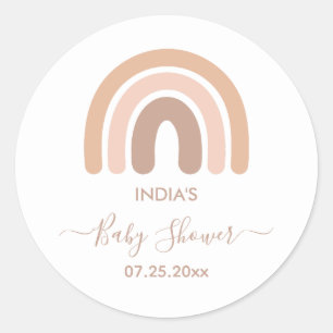 Boho Rainbow Baby Shower Classic Round Sticker