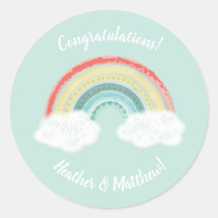 Boho Rainbow Baby Shower Classic Round Sticker