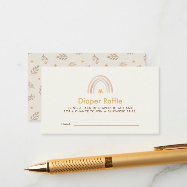 Boho Rainbow Baby Shower Diaper Raffle Enclosure Card (Front/Back In Situ)