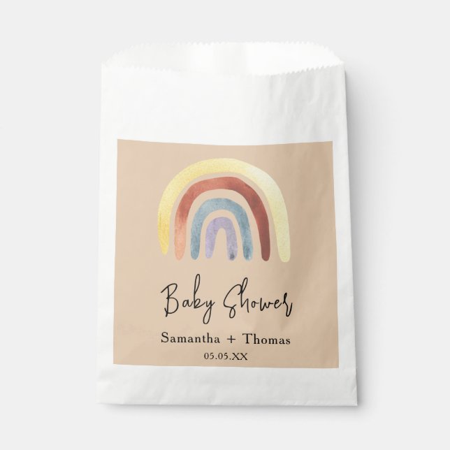 Boho rainbow baby shower  favour bag (Front)