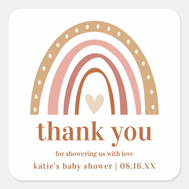 Boho Rainbow Baby Shower Favour Sticker (Front)