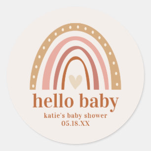 Boho Rainbow Baby Shower Favour Sticker Paper Plat