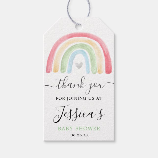 Boho Rainbow Baby Shower Favour Tag (Front)