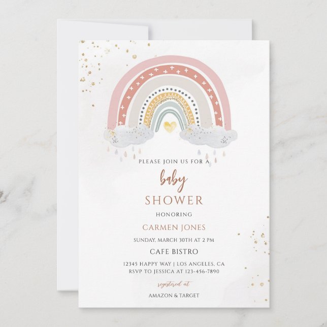 Boho Rainbow Baby Shower Invitation (Front)