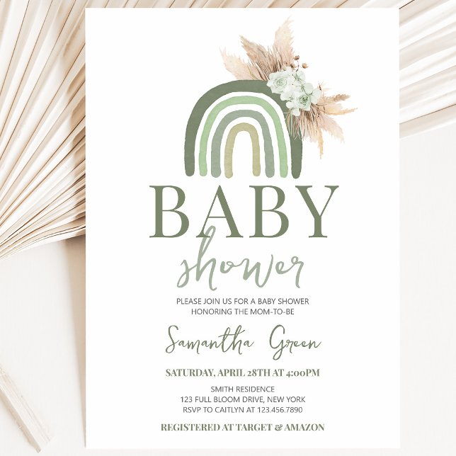Boho Rainbow Baby Shower Invitation (Creator Uploaded)