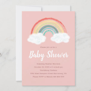 Boho Rainbow Baby Shower Invitation