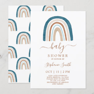 Boho Rainbow Baby shower Invitation garçon