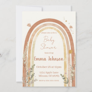 Boho Rainbow Baby Shower Invitation – Watercolor