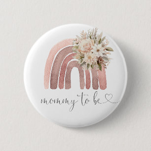 Boho Rainbow Baby Shower Mommy To Be 2 Inch Round Button
