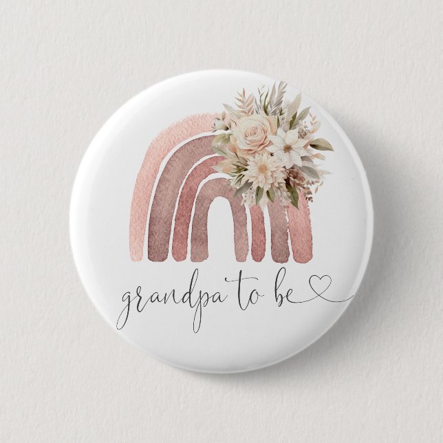 Boho Rainbow Baby Shower Mommy To Be 2 Inch Round Button (Front)