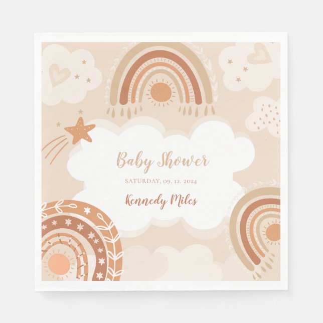 Boho Rainbow Baby Shower  Napkin (Front)