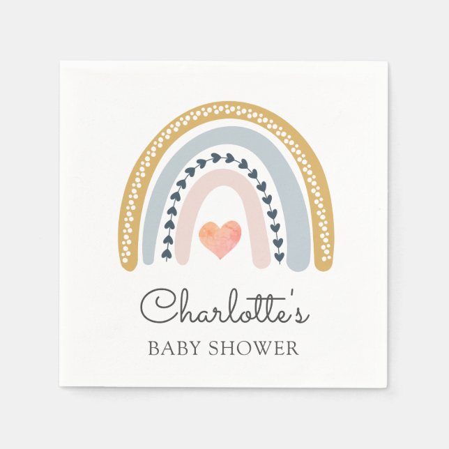 Boho Rainbow Baby Shower  Napkin (Front)