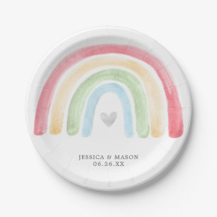 Boho Rainbow Baby Shower Paper Plates