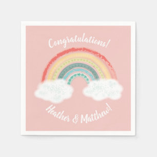 Boho Rainbow Baby Shower Pink Napkin