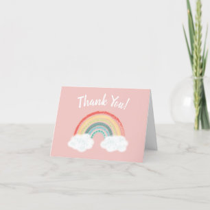 Boho Rainbow Baby Shower Pink Thank You Card