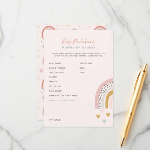 Boho Rainbow Baby Shower Predictions & Advice Card