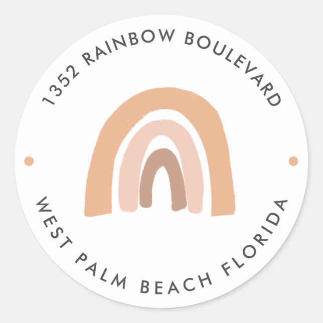 Boho Rainbow Baby Shower Return Address Classic Round Sticker (Front)