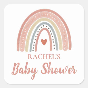 Boho Rainbow Baby Shower   Square Sticker