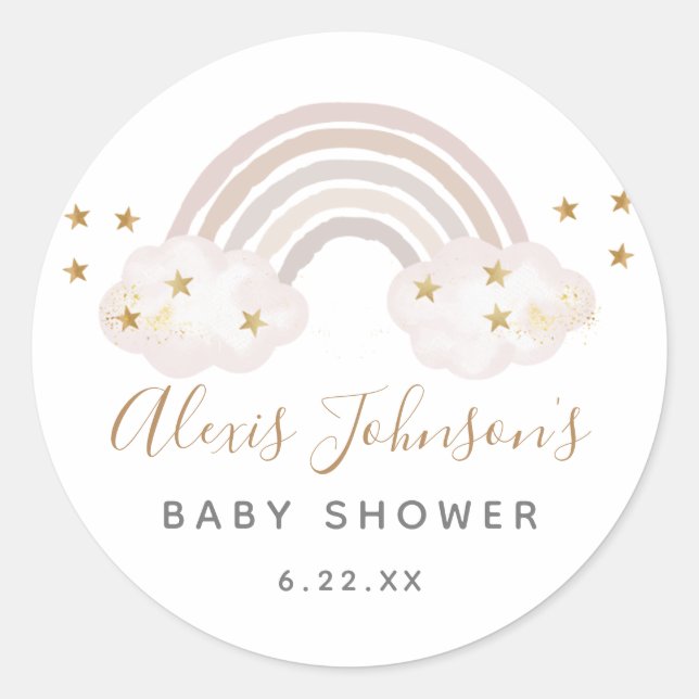 Boho Rainbow Baby Shower Stickers (Front)