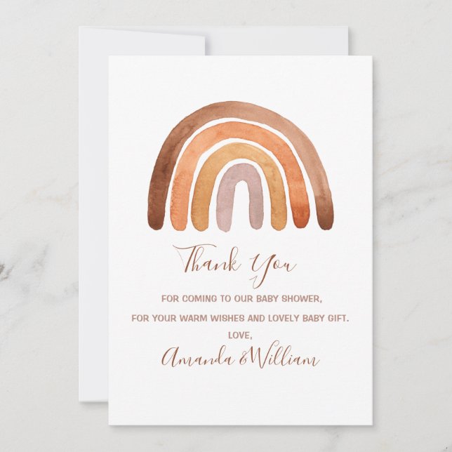 Boho Rainbow Baby Shower  Thank You Car Card (Front)