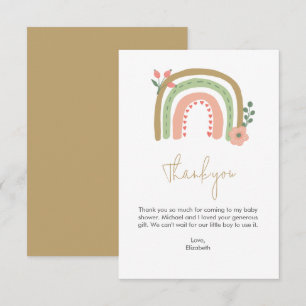 Boho Rainbow Baby Shower Thank you Cute Pastel  Card