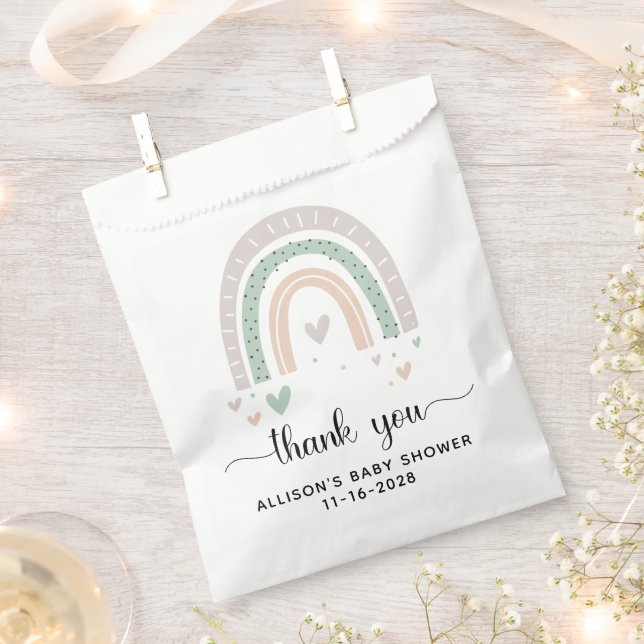 Boho Rainbow Baby Shower Thank You Favour Bag (Clipped)