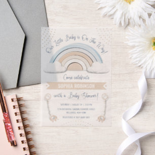 Boho Rainbow Baby Shower Vellum Invitations
