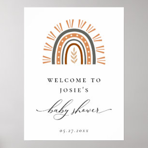 Boho Rainbow Baby Shower Welcome Poster
