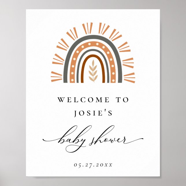 Boho Rainbow Baby Shower Welcome Poster (Front)