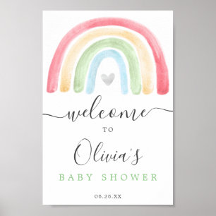 Boho Rainbow Baby Shower Welcome Sign