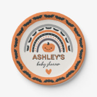 Boho Rainbow Bats Orange Halloween Baby Shower