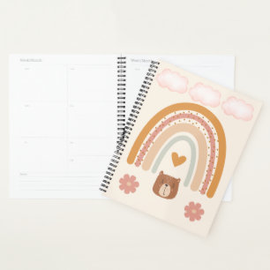 Boho Rainbow & Bear Nursery Art Neutral Baby Planner