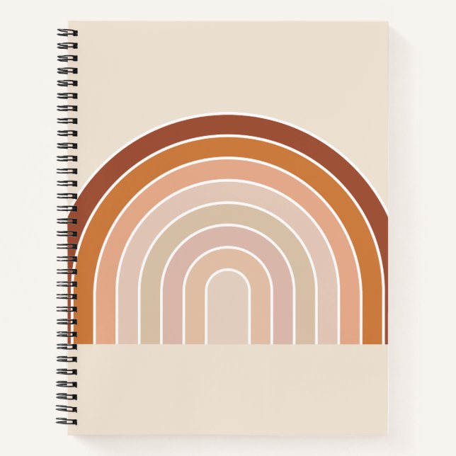 Boho Rainbow Beige Terracotta Notebook (Front)
